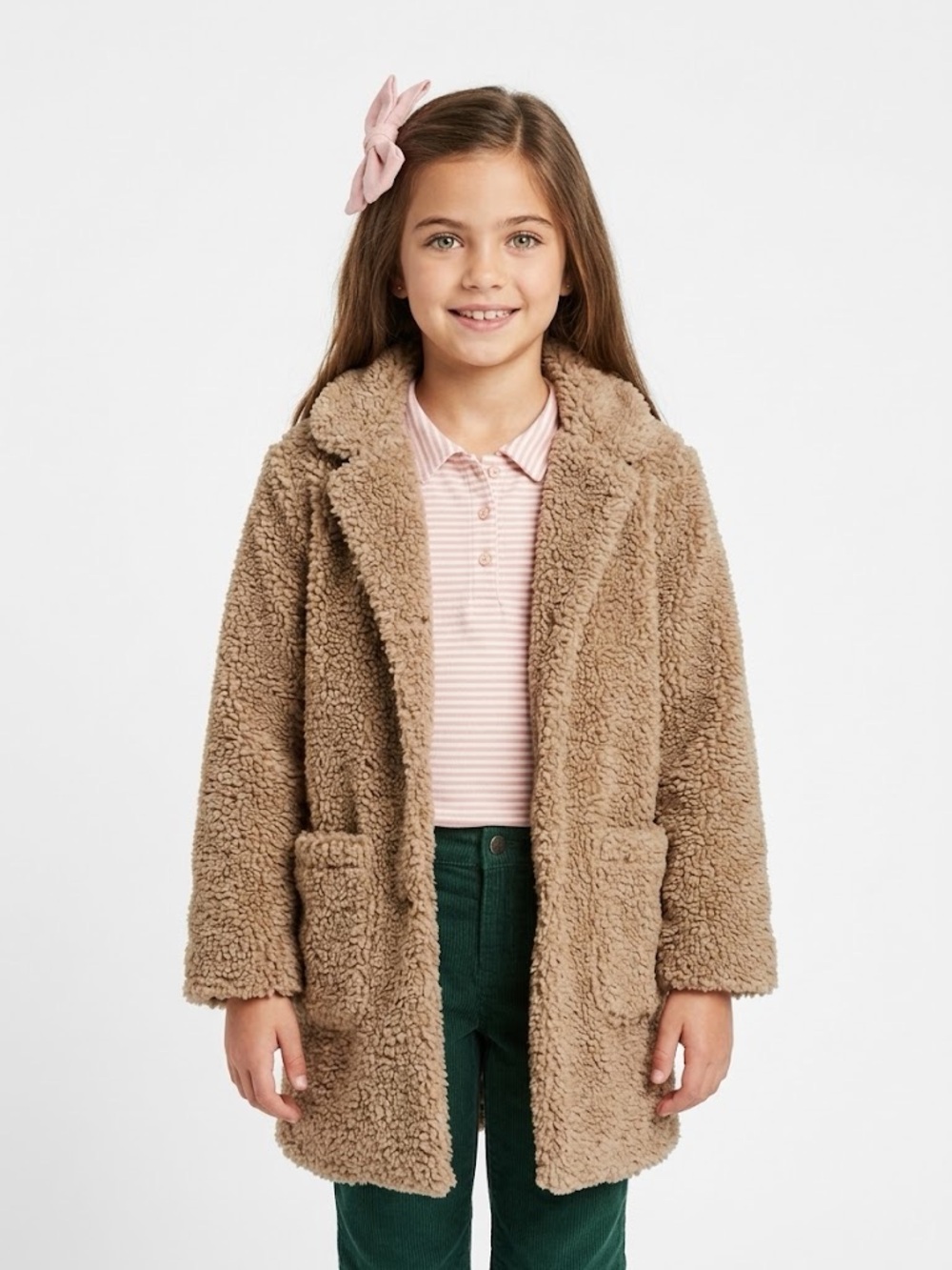 Cat & Jack Cozy Girls Teddy Coat in Taupe